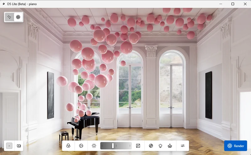 D5 Lite Piano Interior Viewport
