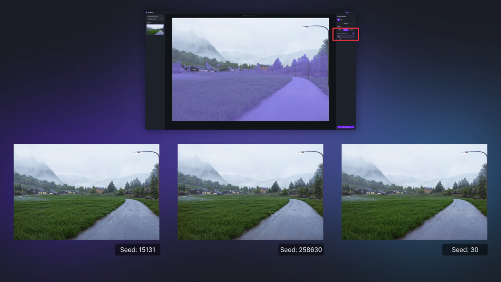 Exploring AI Enhancement Variations with Seed Values in D5