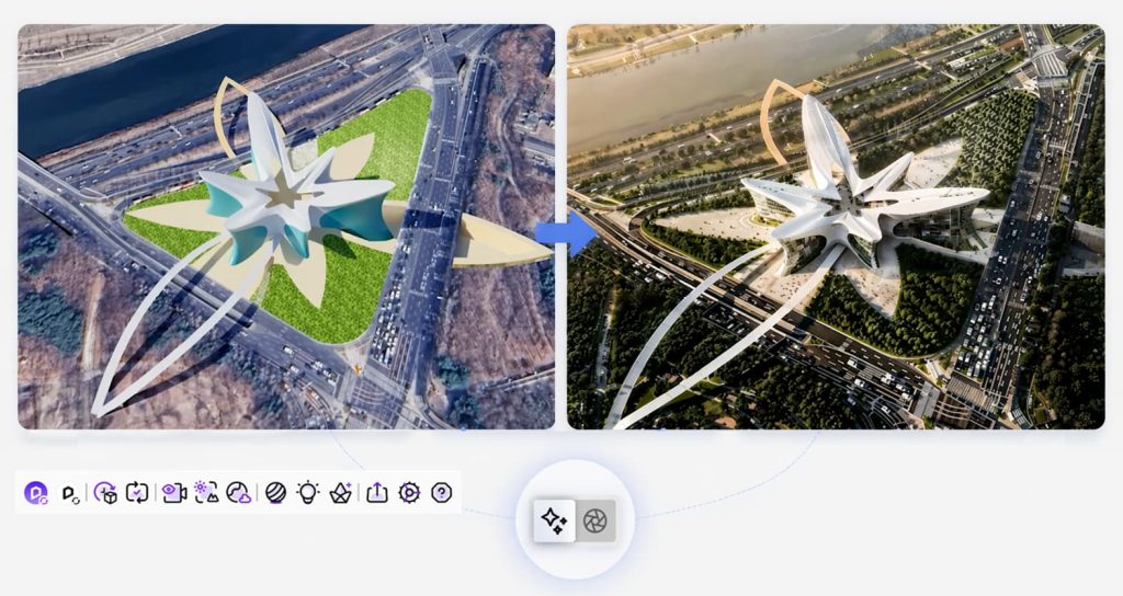 D5 Lite for SketchUp AI mode: from massing to a concept reference | ©Song Ha-yong