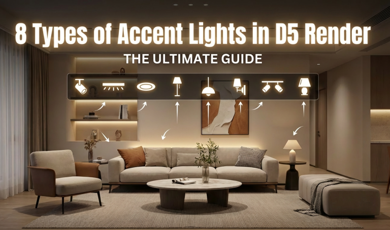8 luces de acento D5 Render para una visualización cinematográfica en tiempo real