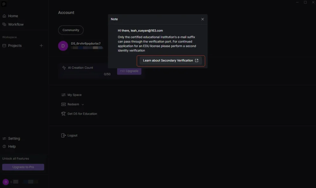 Learn about Secondary Verification on D5 account