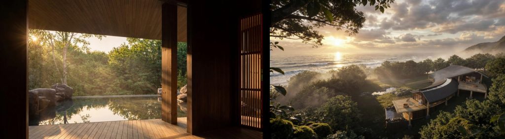 Renderizados fotorrealistas de interiores y costas en los que se prueban efectos de luz y niebla utilizando D5 Render | © Isadora Helena Nogueira