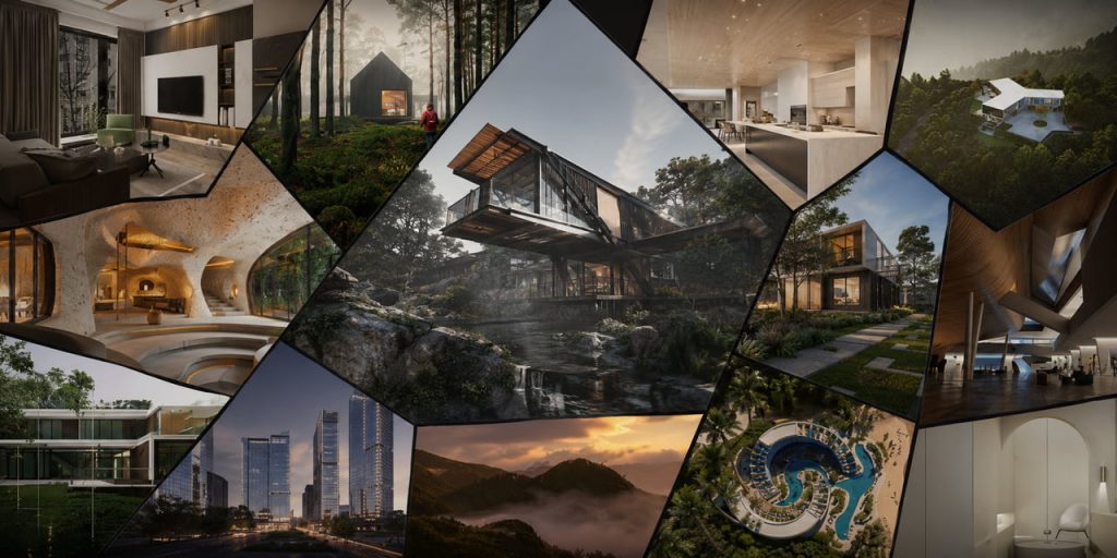 Wide range of D5 Scene Expressrender templates across multiple ArchViz industries