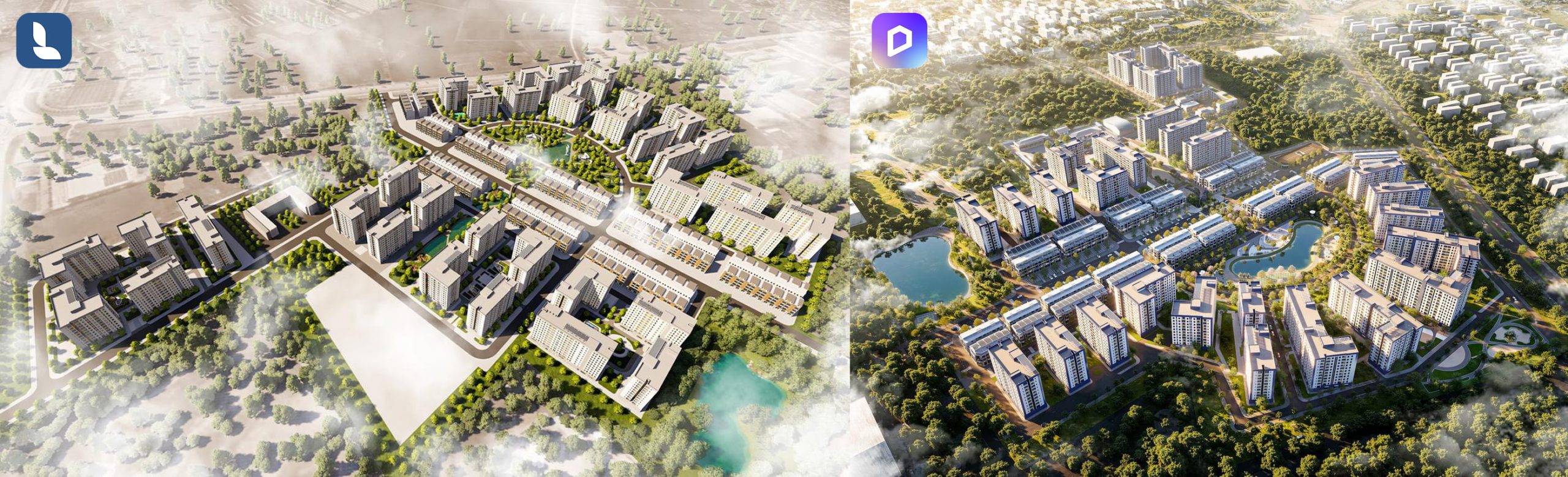 Aerial View of Yen My II Social Housing, rendered with Lumion vs D5 | ©AHH & Partners