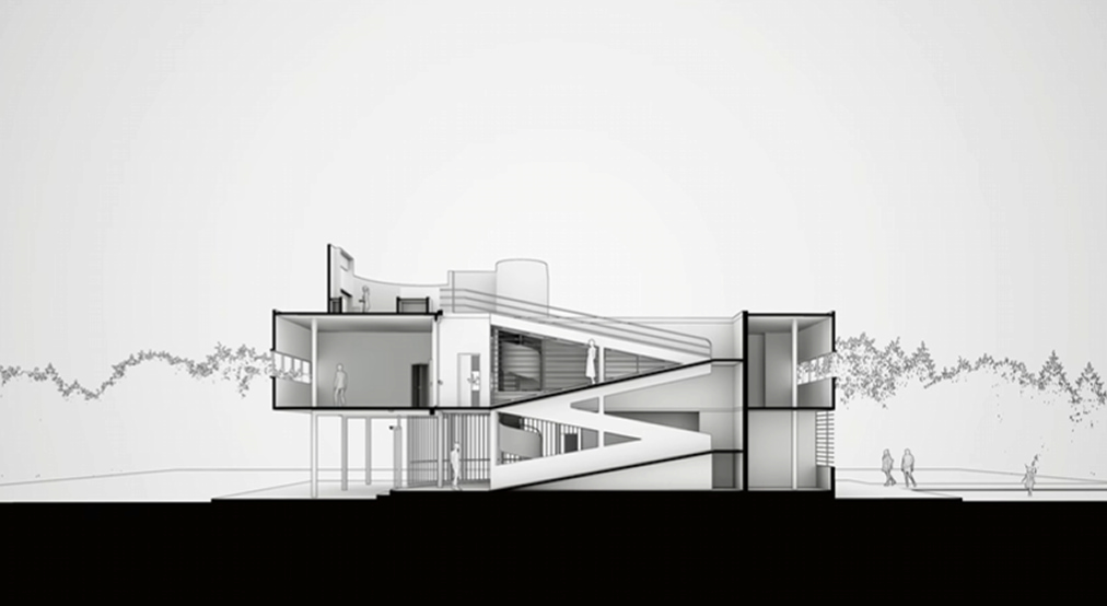 Modern Woodland Villa section drawing for interior-exterior