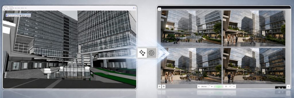 Transform raw SketchUp models into multiple AI design options using D5 Lite