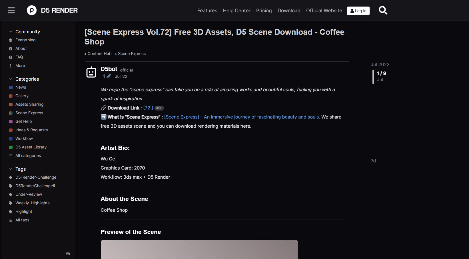 how to download d5 scene file