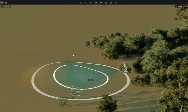 real-time exterior rendering in D5 Render with realistic materials, lighting, and layered depth